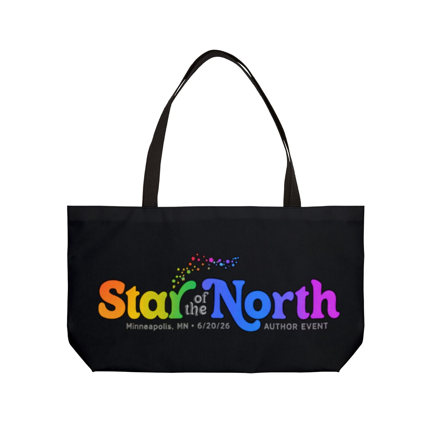 Star of the North Weekender Tote Bag - Black with Rainbow