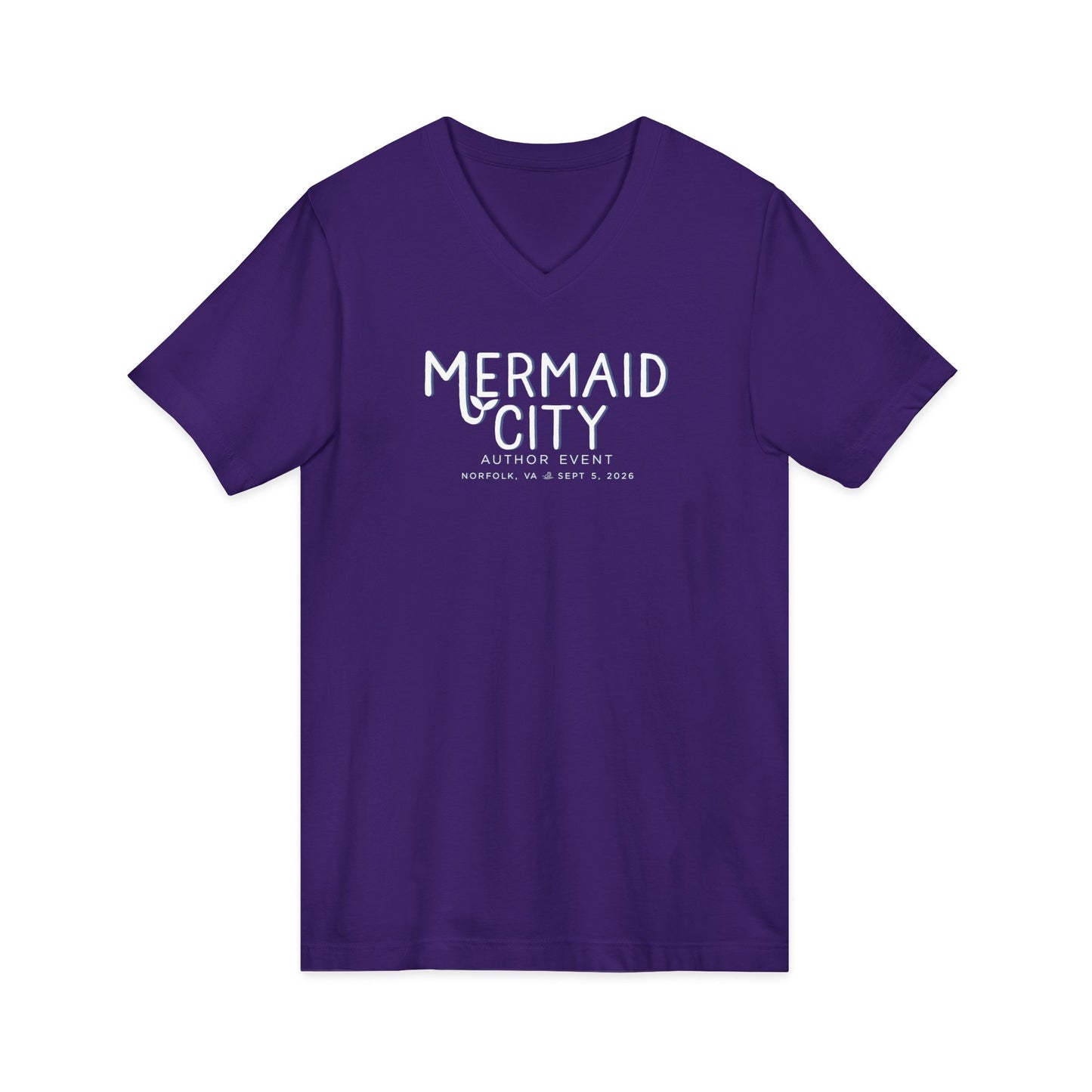 Mermaid City Author Event Unisex Jersey Short Sleeve V-Neck Tee