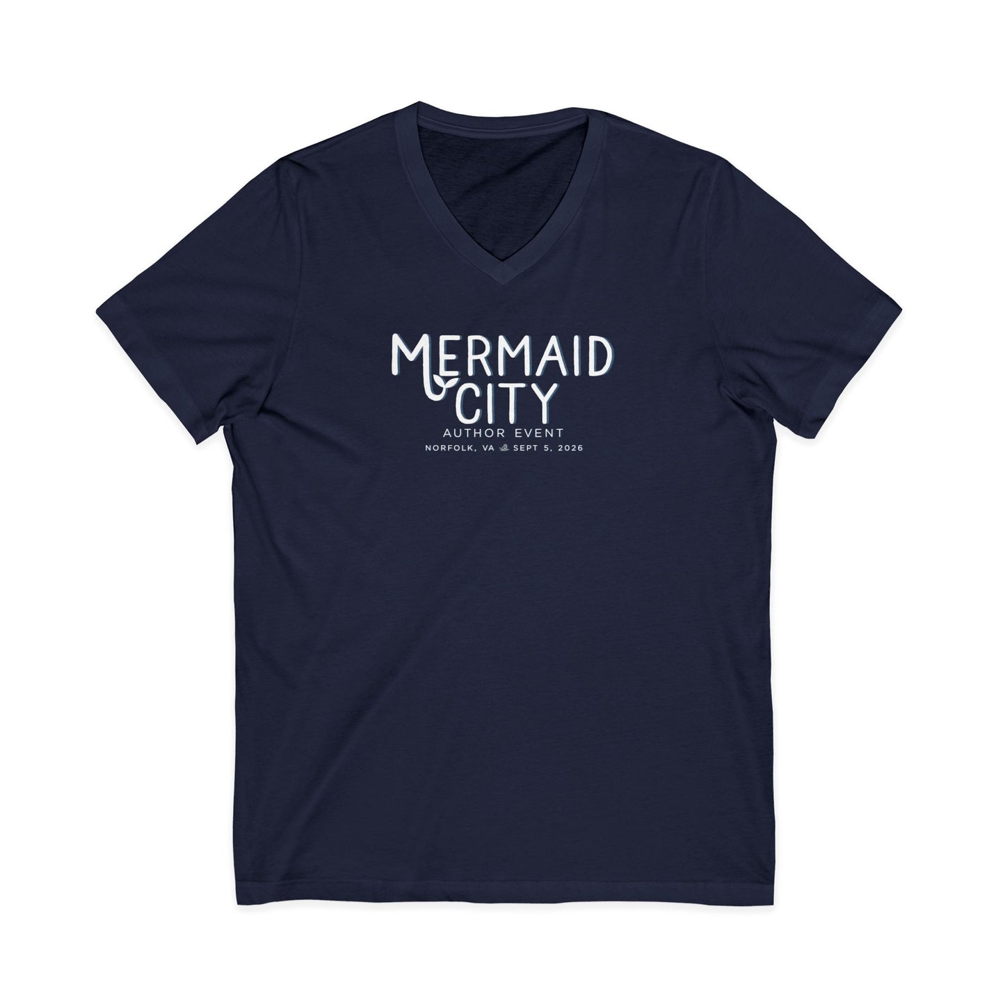Mermaid City Author Event Unisex Jersey Short Sleeve V-Neck Tee