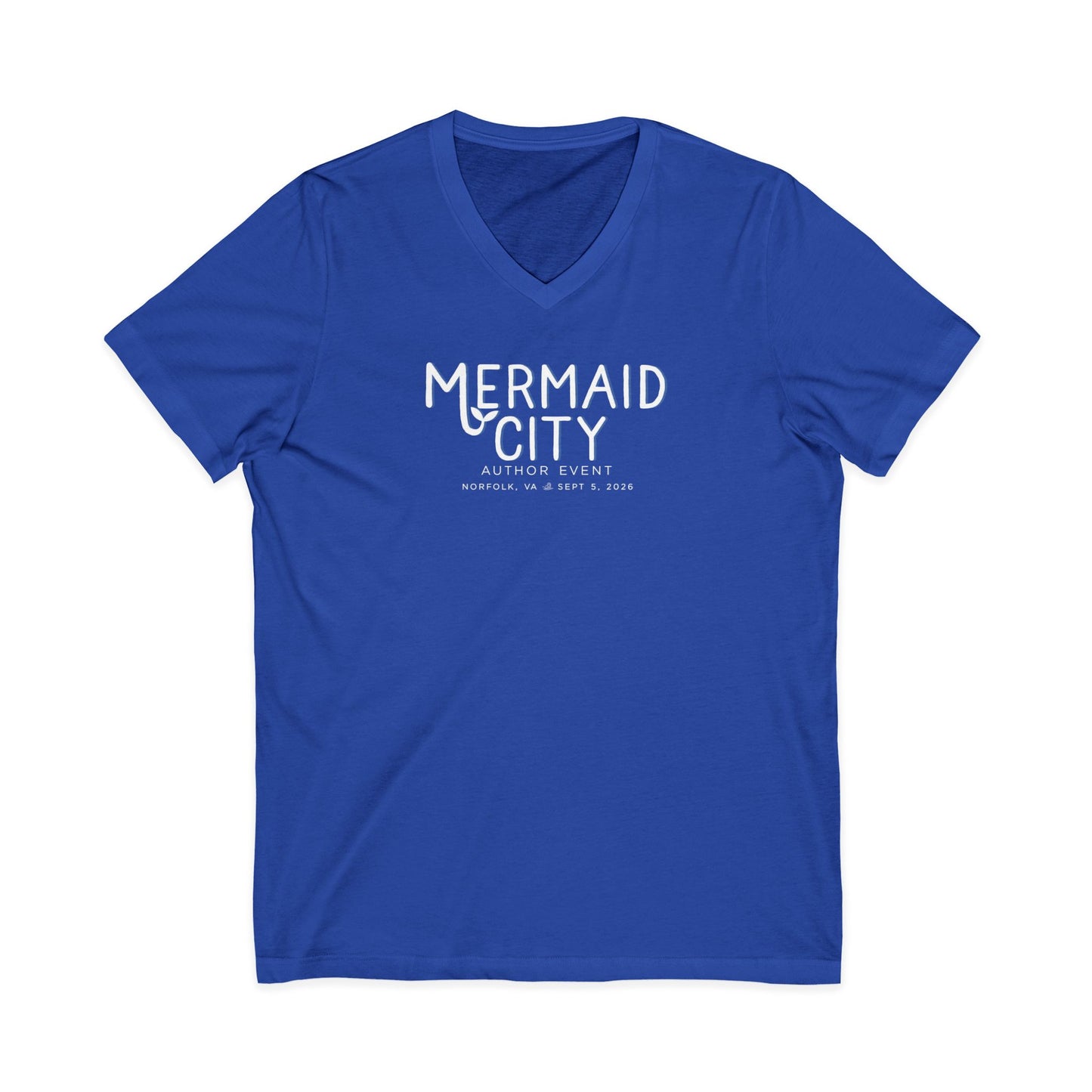 Mermaid City Author Event Unisex Jersey Short Sleeve V-Neck Tee