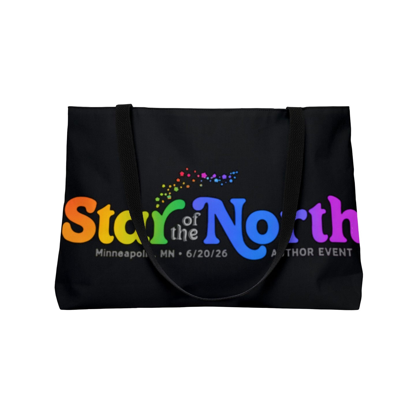 Star of the North Weekender Tote Bag - Black with Rainbow