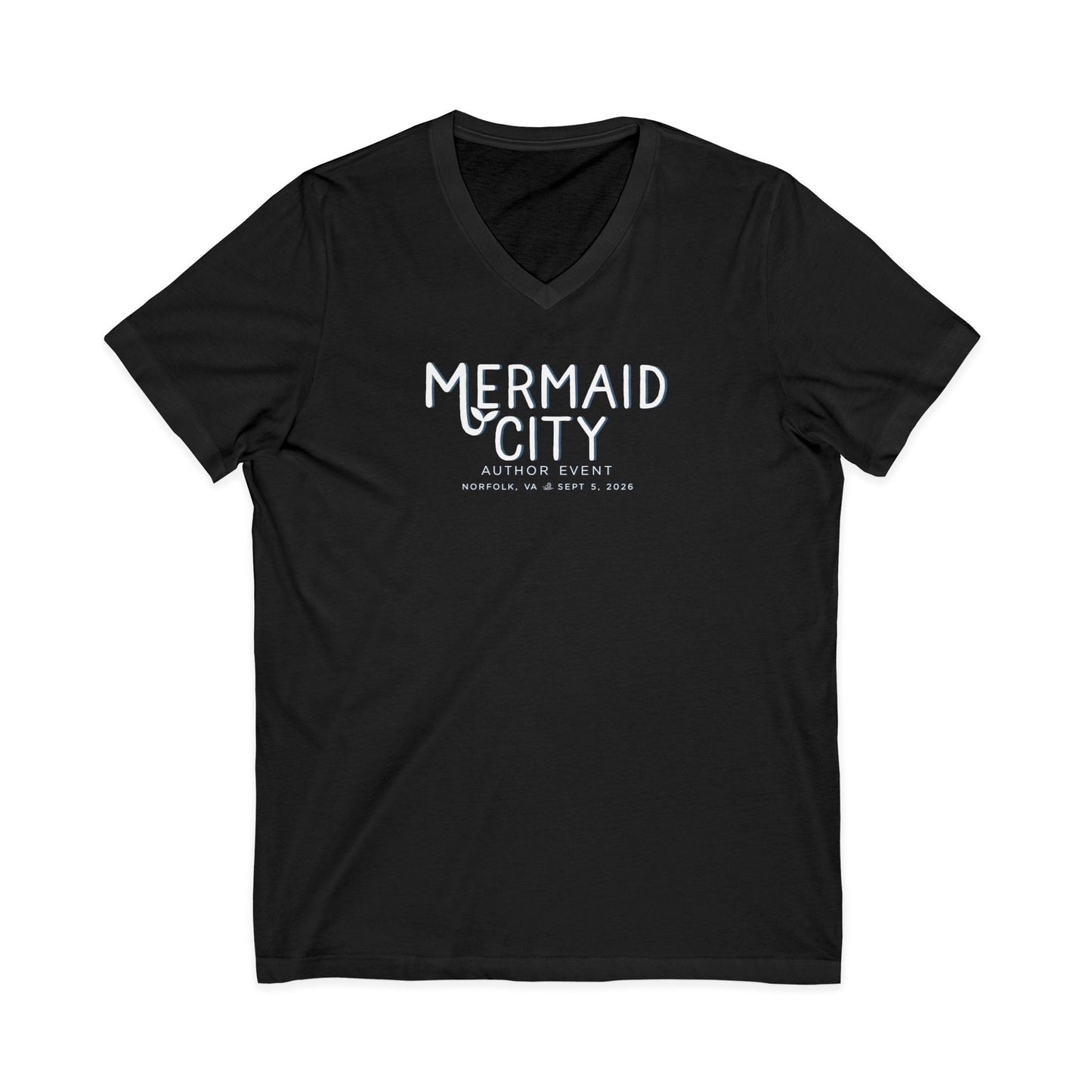 Mermaid City Author Event Unisex Jersey Short Sleeve V-Neck Tee