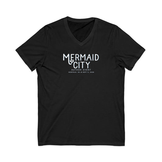 Mermaid City Author Event Unisex Jersey Short Sleeve V-Neck Tee