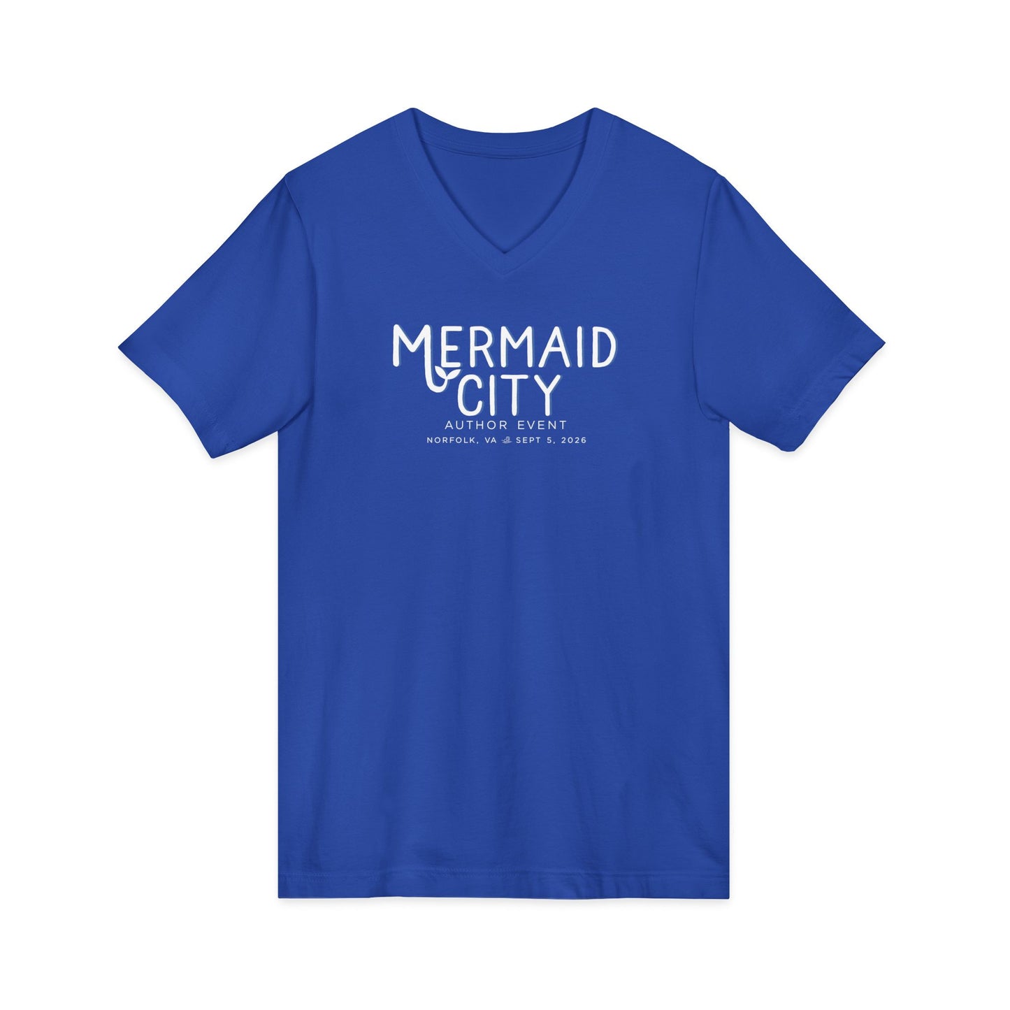 Mermaid City Author Event Unisex Jersey Short Sleeve V-Neck Tee