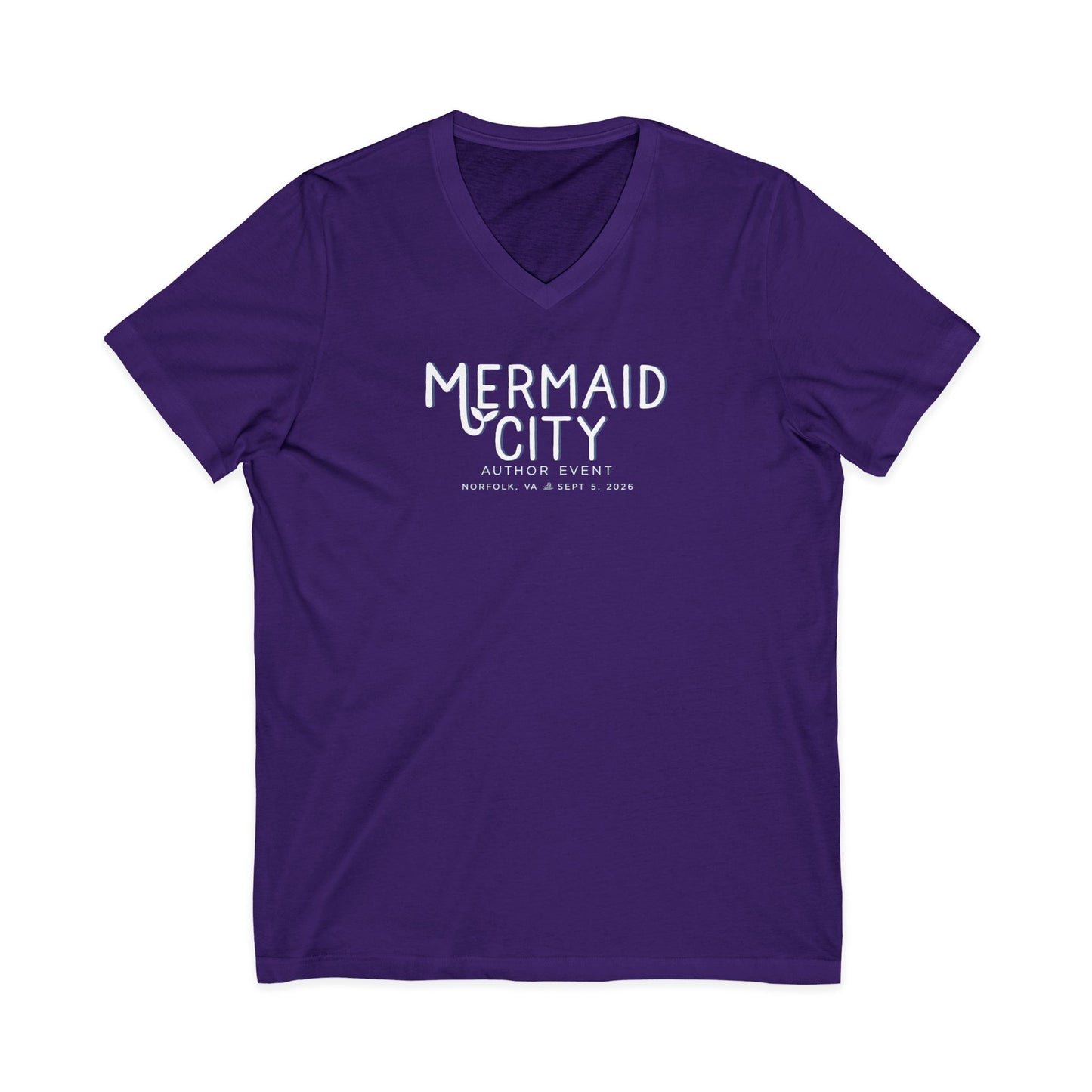 Mermaid City Author Event Unisex Jersey Short Sleeve V-Neck Tee