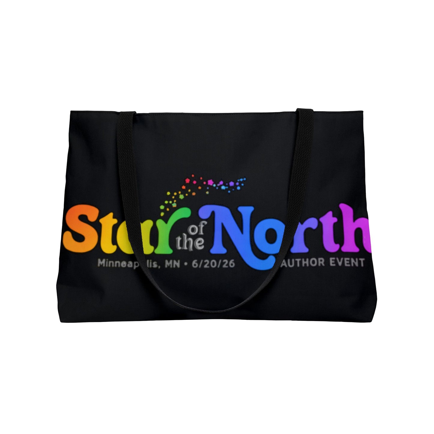 Star of the North Weekender Tote Bag - Black with Rainbow