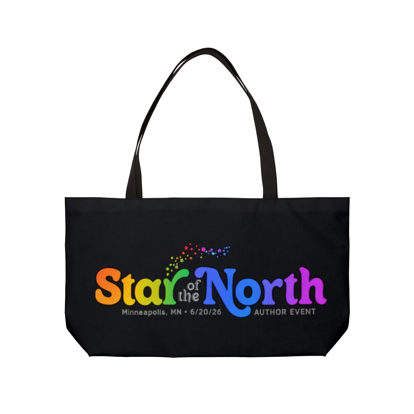 Star of the North Weekender Tote Bag - Black with Rainbow